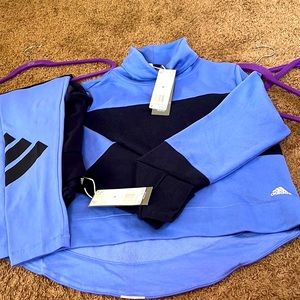 Cute adidas cowl neck sweatshirt and legging outfit